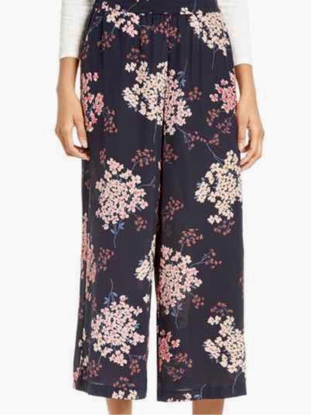 Rebecca Taylor navy floral silk pants